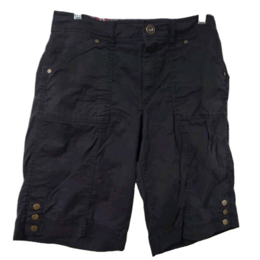 Christopher & Banks Shorts Womens Size 10 Chino Stretch  3 Snaps Black ‎ Pockets